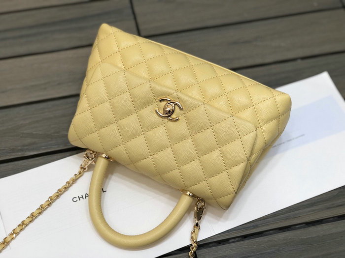 Chanel Small Flap Bag with Top Handle Yellow A92990