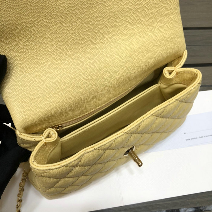 Chanel Small Flap Bag with Top Handle Yellow A92990