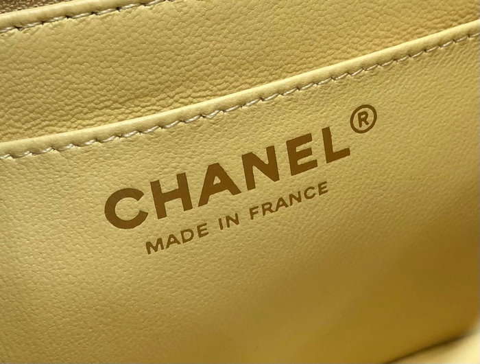 Classic Chanel Grain Calfskin Mini Flap Bag Yellow CF1115