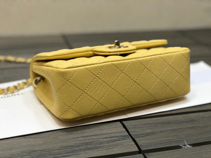 Classic Chanel Grain Calfskin Small Flap Bag Yellow CF1116