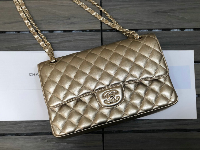 Classic Chanel Lambskin Medium Flap Bag Gold CF1112