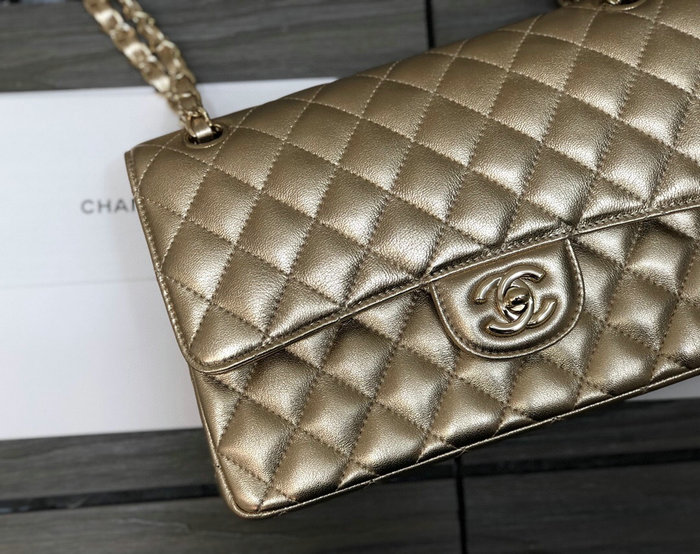 Classic Chanel Lambskin Medium Flap Bag Gold CF1112