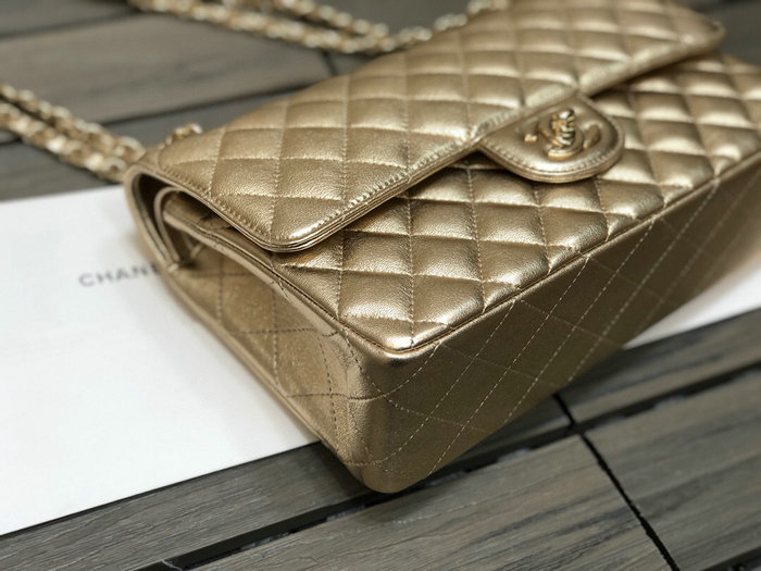 Classic Chanel Lambskin Medium Flap Bag Gold CF1112