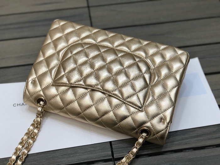 Classic Chanel Lambskin Medium Flap Bag Gold CF1112