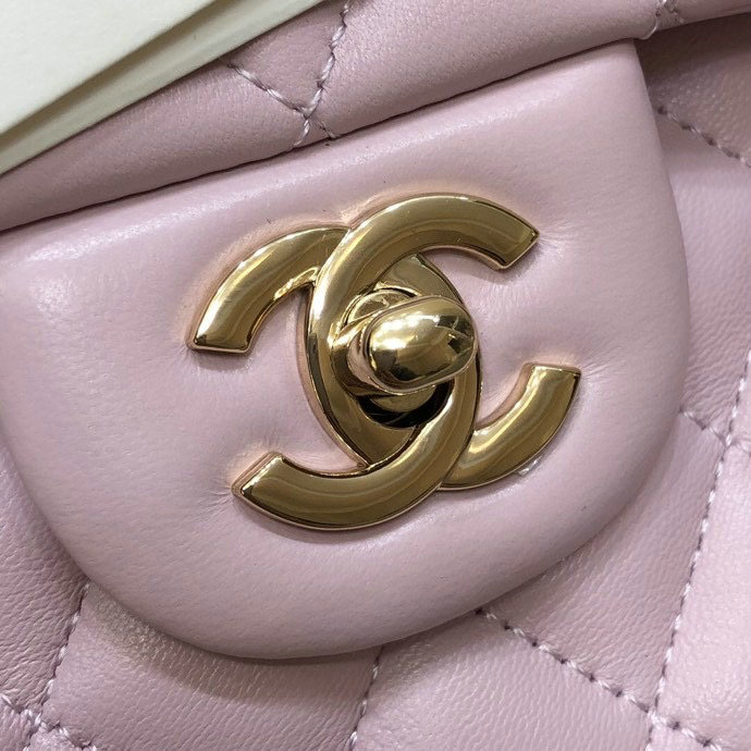 Classic Chanel Lambskin Medium Flap Bag Pink CF1112