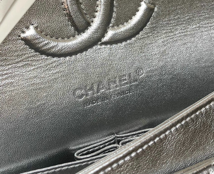 Classic Chanel Lambskin Medium Flap Bag Silver CF1112