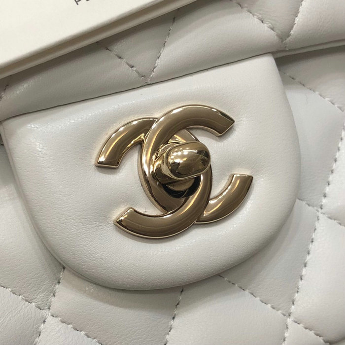 Classic Chanel Lambskin Medium Flap Bag White CF1112