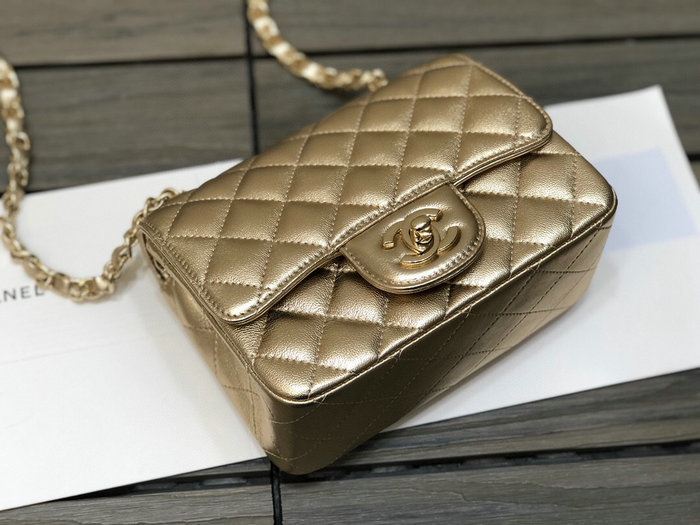 Classic Chanel Lambskin Mini Flap Bag Gold CF1115