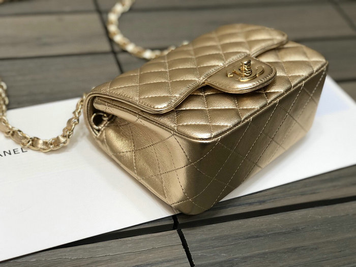 Classic Chanel Lambskin Mini Flap Bag Gold CF1115