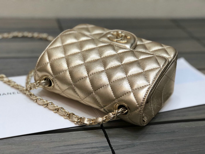 Classic Chanel Lambskin Mini Flap Bag Gold CF1115