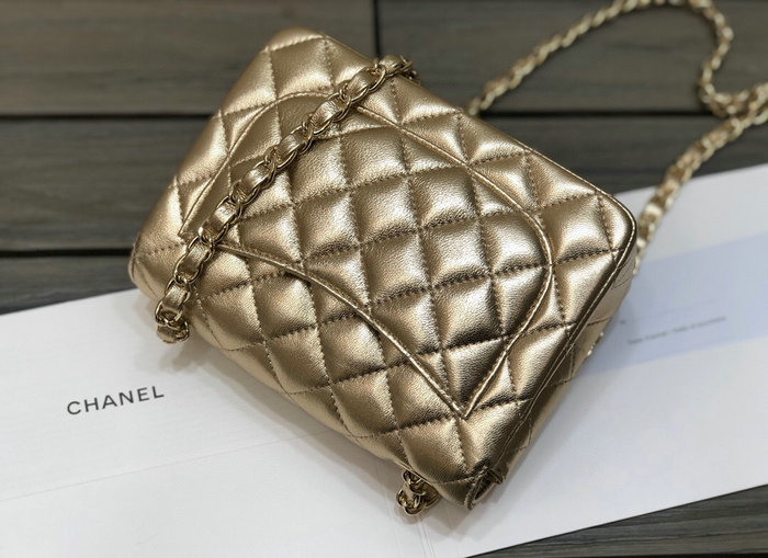 Classic Chanel Lambskin Mini Flap Bag Gold CF1115