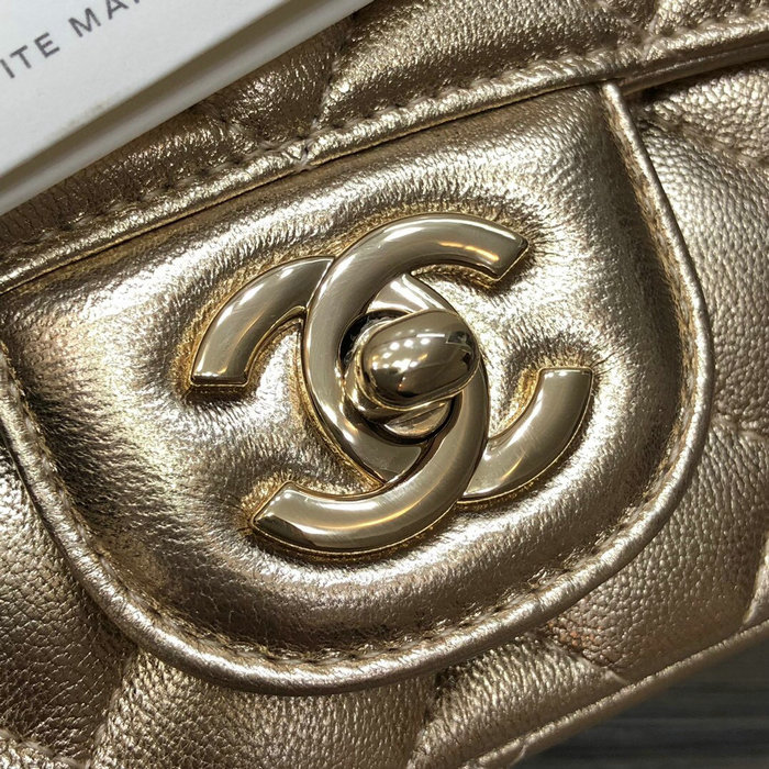 Classic Chanel Lambskin Mini Flap Bag Gold CF1115