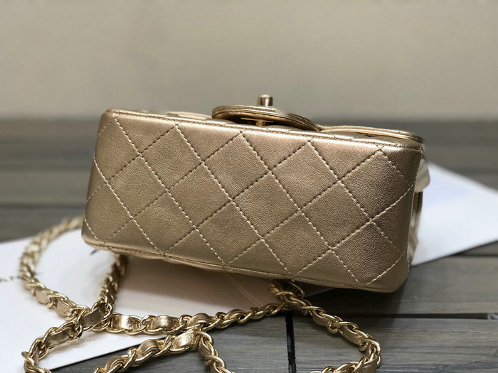 Classic Chanel Lambskin Mini Flap Bag Gold CF1115