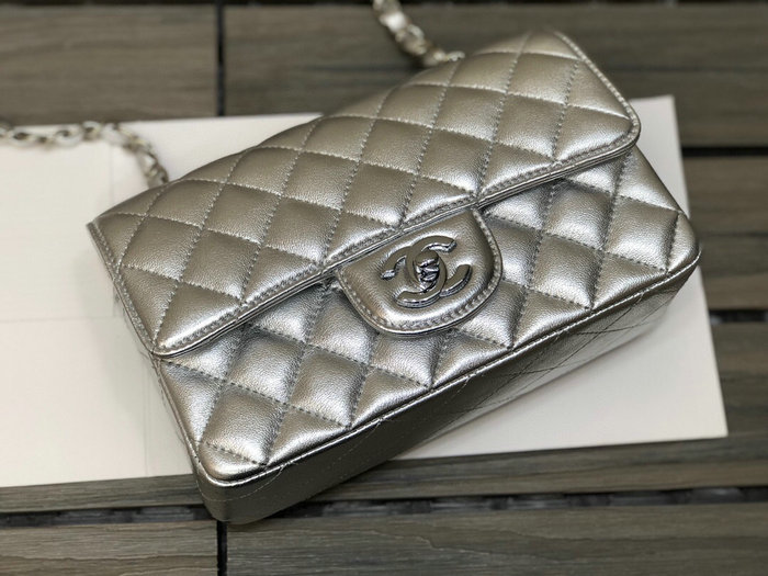 Classic Chanel Lambskin Small Flap Bag Silver CF1116