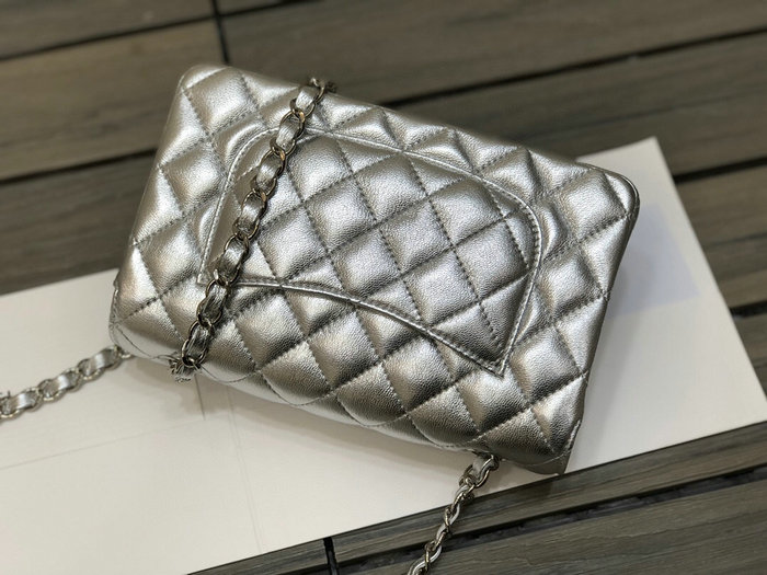 Classic Chanel Lambskin Small Flap Bag Silver CF1116