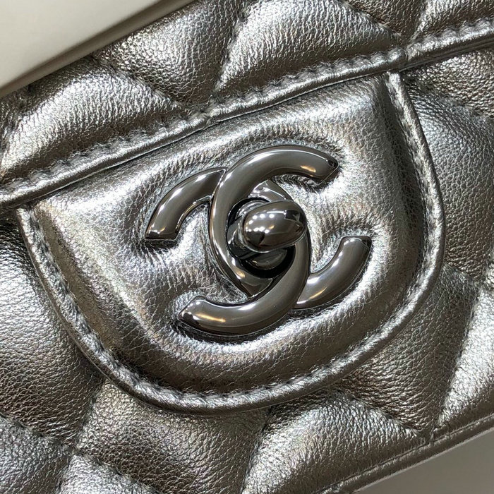 Classic Chanel Lambskin Small Flap Bag Silver CF1116