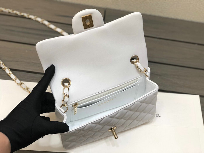 Classic Chanel Lambskin Small Flap Bag White CF1116