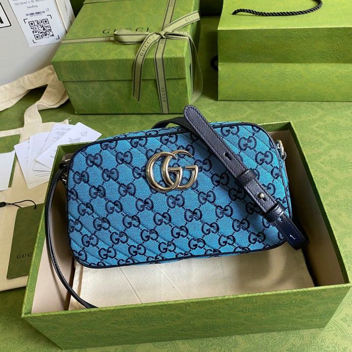 Gucci GG Marmont Multicolor Small Shoulder Bag Blue 447632