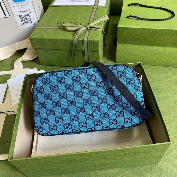 Gucci GG Marmont Multicolor Small Shoulder Bag Blue 447632