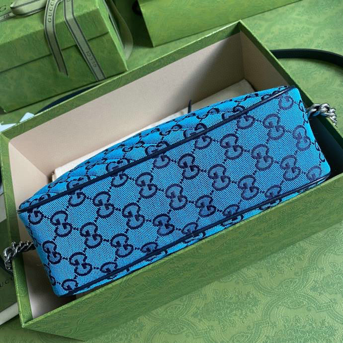 Gucci GG Marmont Multicolor Small Shoulder Bag Blue 447632