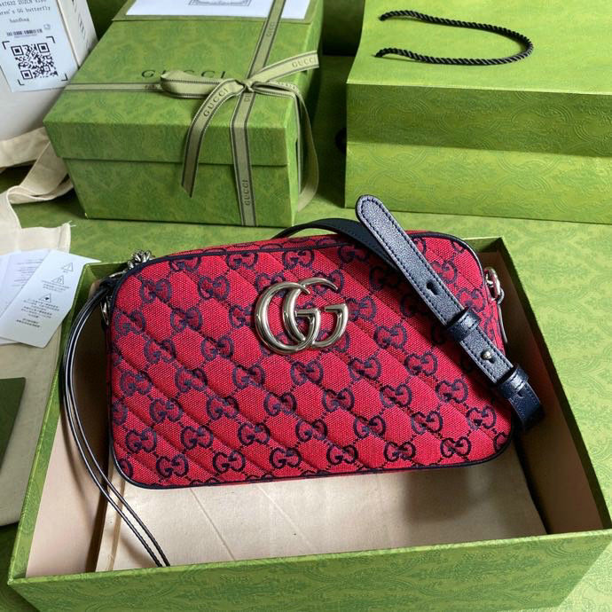 Gucci GG Marmont Multicolor Small Shoulder Bag Red 447632