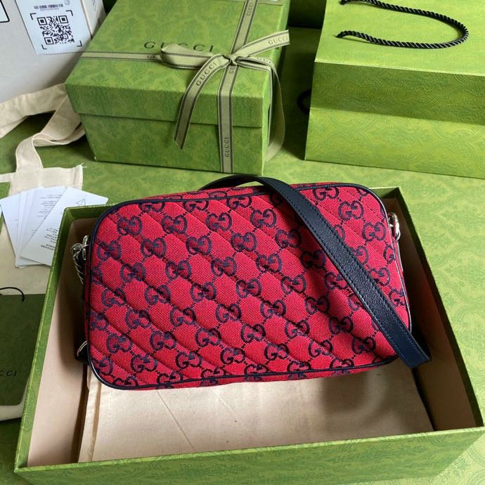 Gucci GG Marmont Multicolor Small Shoulder Bag Red 447632