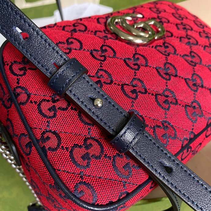 Gucci GG Marmont Multicolor Small Shoulder Bag Red 447632