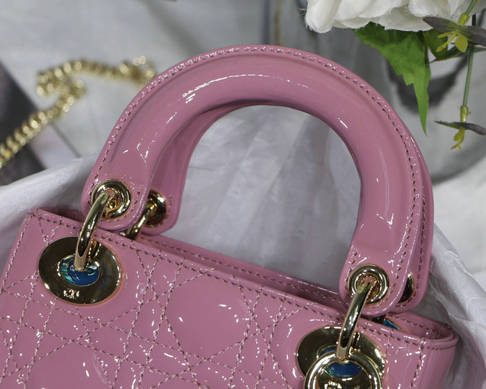 Mini Lady Dior Patent Bag Pink D91701