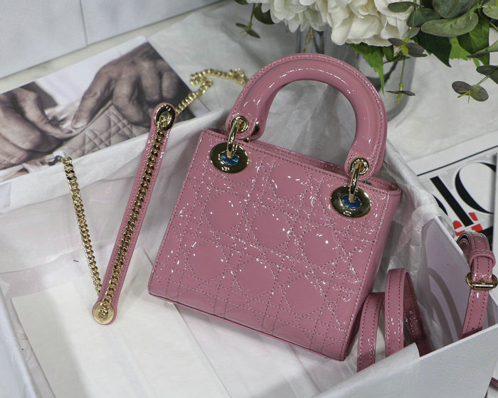 Mini Lady Dior Patent Bag Pink D91701