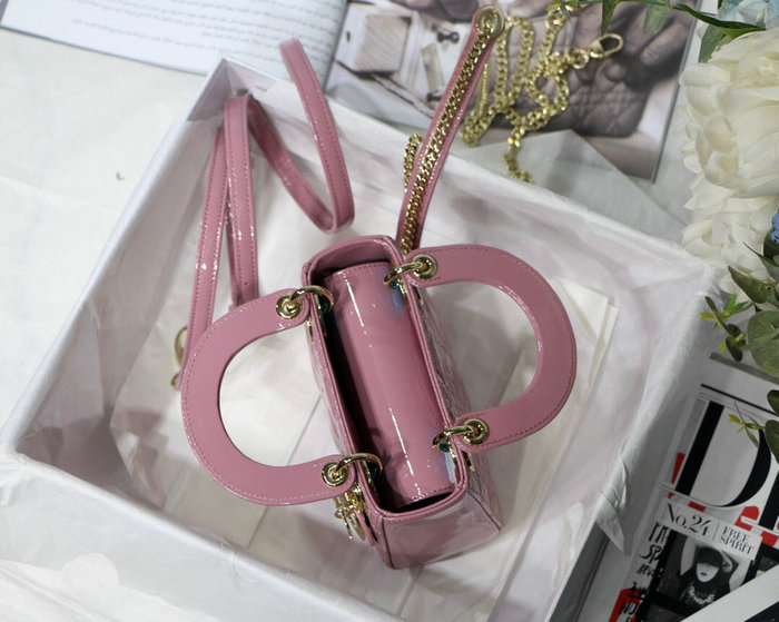 Mini Lady Dior Patent Bag Pink D91701