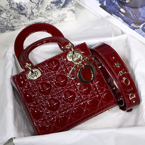 My Lady Dior Patent Bag Burgundy M8001