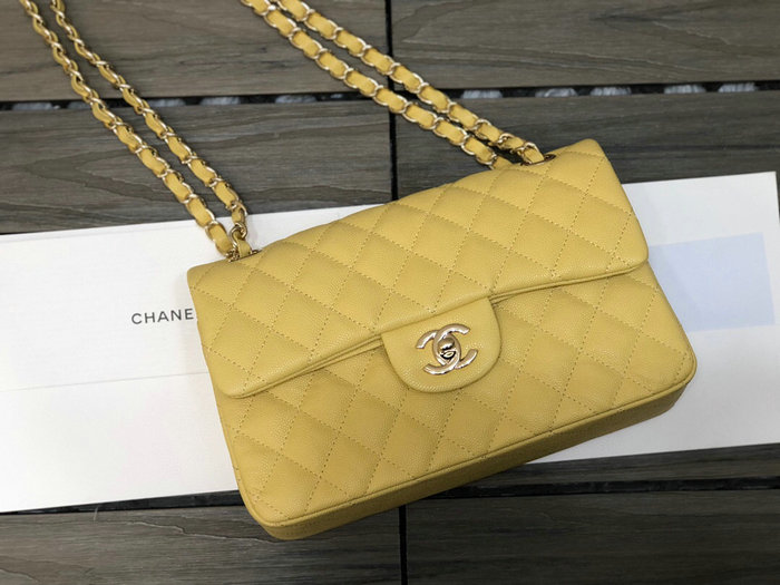 Small Classic Chanel Flap Bag Yellow A01117