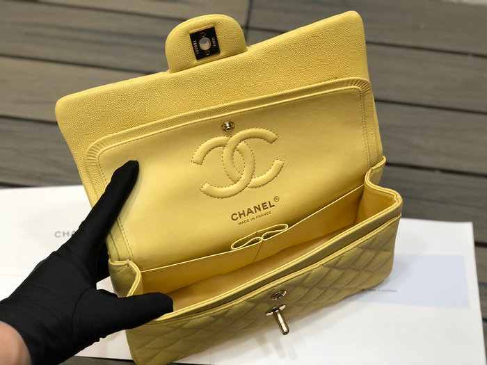 Small Classic Chanel Flap Bag Yellow A01117