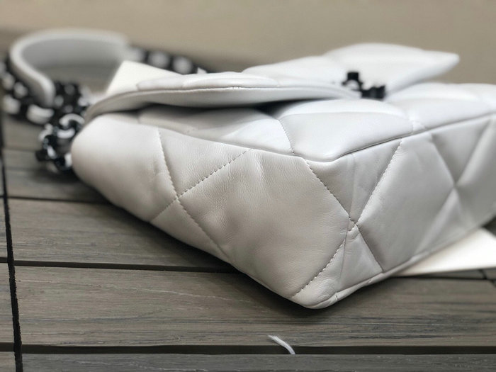 Chanel 19 Lambskin Large Flap Bag White AS1161