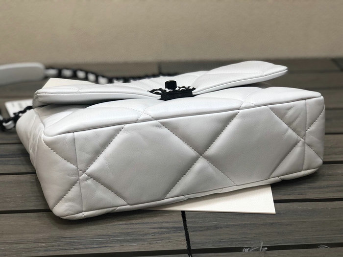 Chanel 19 Lambskin Large Flap Bag White AS1161