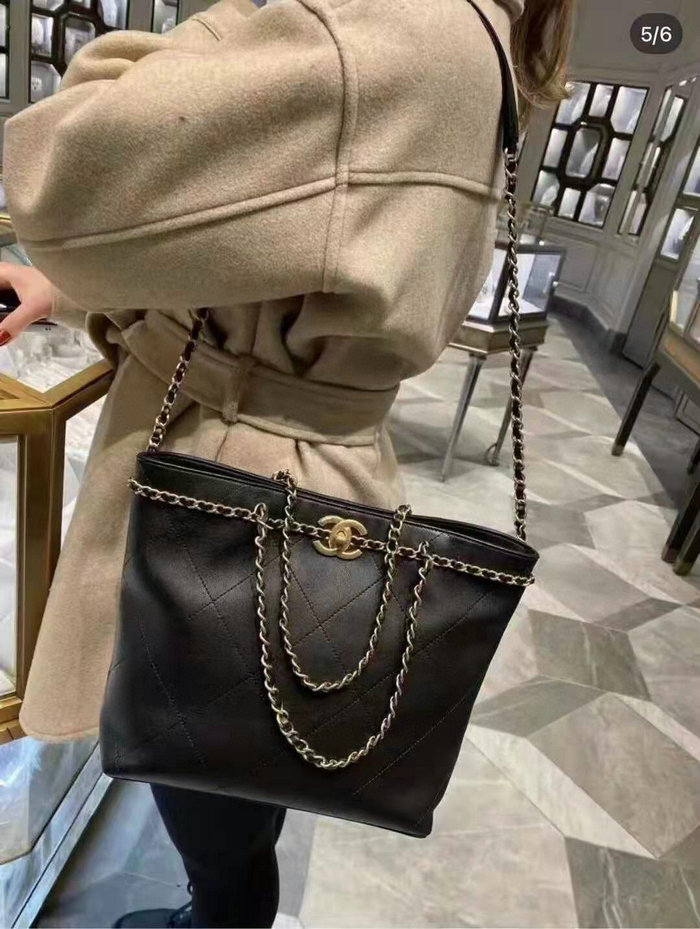 Chanel Calfskin Small Tote Black AS2374