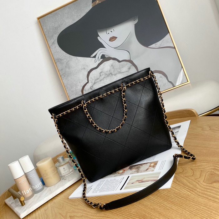 Chanel Calfskin Small Tote Black AS2374