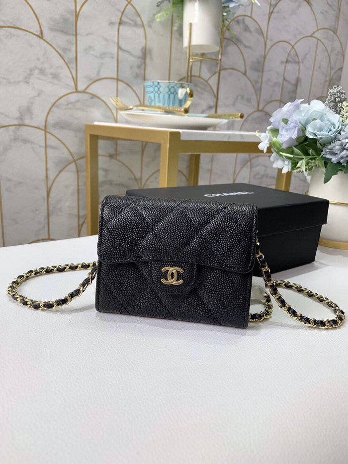 Chanel Grained Calfskin Mini Chain Wallet AP81465