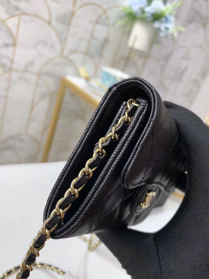 Chanel Grained Calfskin Mini Chain Wallet AP81465