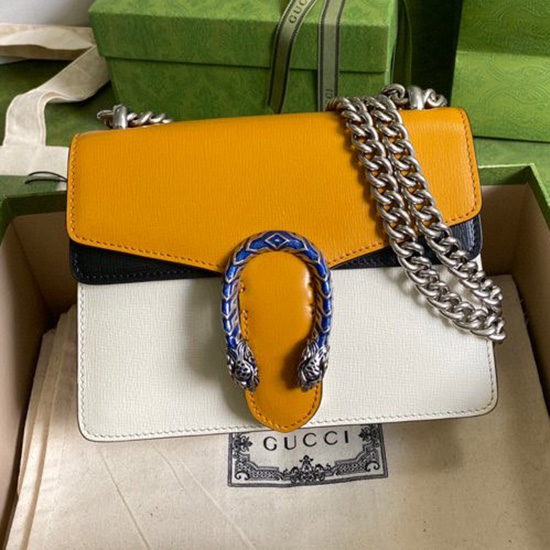 Gucci Dionysus Leather Mini Bag Yellow 421970