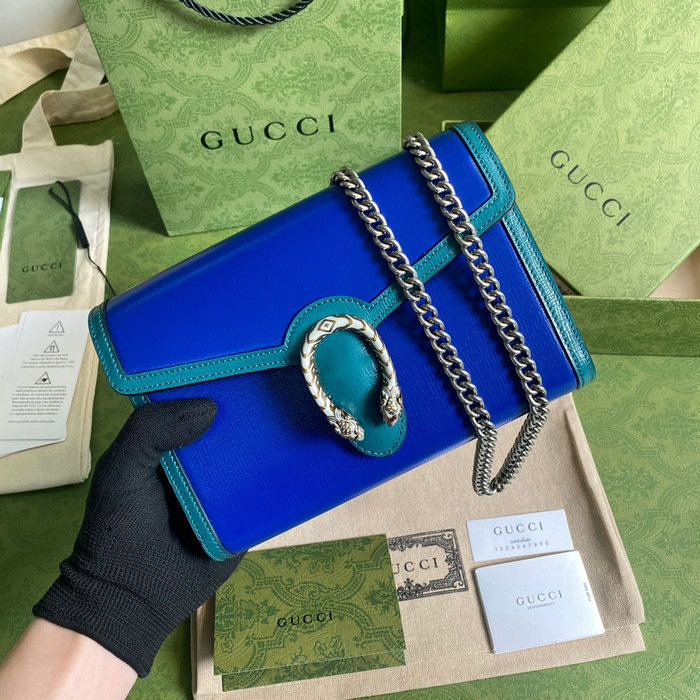 Gucci Dionysus Leather Mini Chain Bag Blue 401231