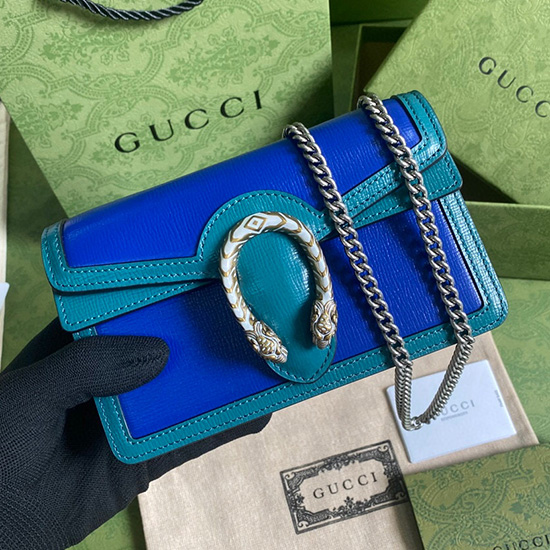 Gucci Dionysus Leather Mini Chain Bag Blue 476432