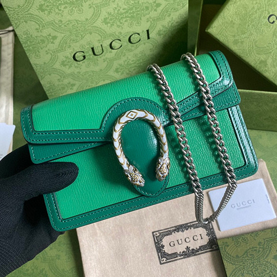 Gucci Dionysus Leather Mini Chain Bag Green 476432