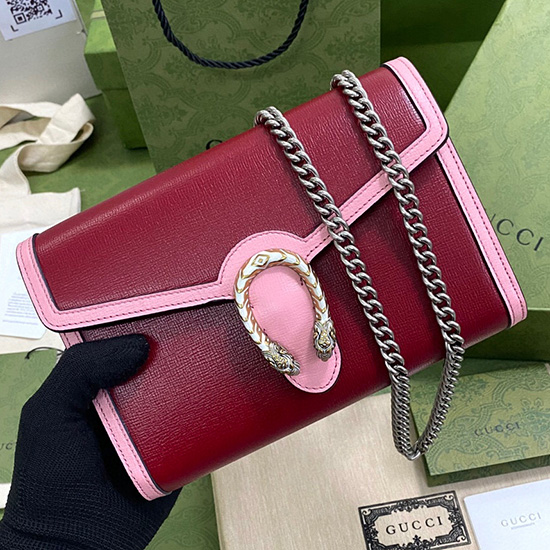 Gucci Dionysus Leather Mini Chain Bag Red 401231
