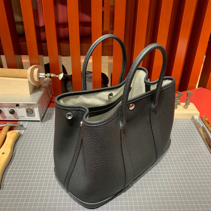 Hermes Leather Garden Party 30 36 Bag Black HG30361