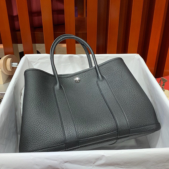 Hermes Leather Garden Party 30 36 Bag Black HG30361