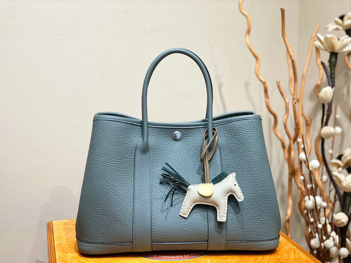 Hermes Leather Garden Party 30 36 Bag Blue HG30362