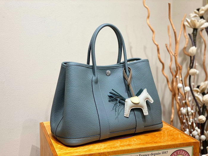 Hermes Leather Garden Party 30 36 Bag Blue HG30362