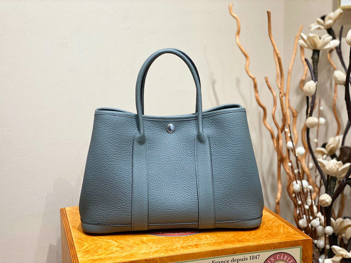 Hermes Leather Garden Party 30 36 Bag Blue HG30362
