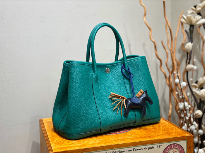 Hermes Leather Garden Party 30 36 Bag Emerald HG30361